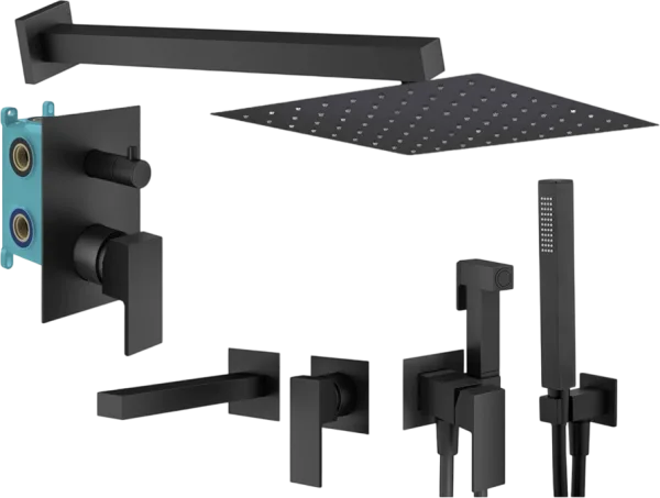 Комплект для ванной Plumberia Selection Tag KITZTG18NO220 С ВНУТРЕННЕЙ ЧАСТЬЮ, черный матовый Sancos — Оригинал
