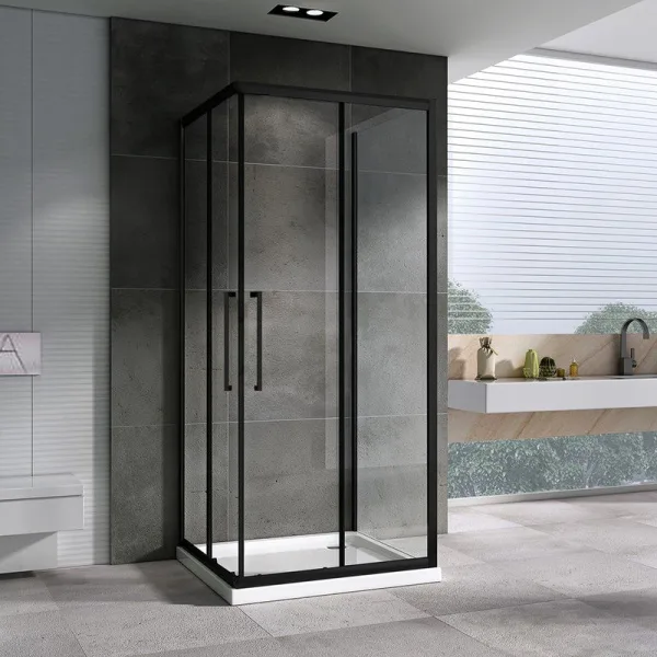 Душевой уголок Abber Schwarzer Diamant AG02080BH-S80B 80x80, профиль черный,  стекло прозрачное Sancos — Оригинал