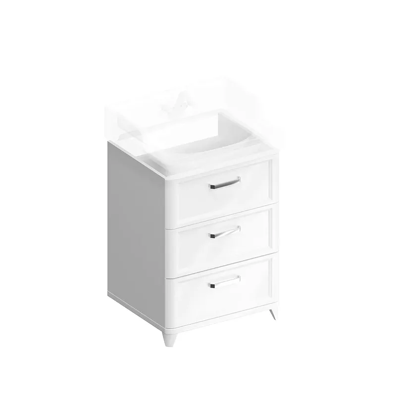 Тумба под раковину без столешницы KERAMA MARAZZI Pompei 60 напольная, с 3 ящиками, глянцевая белая Sancos — официальный сайт