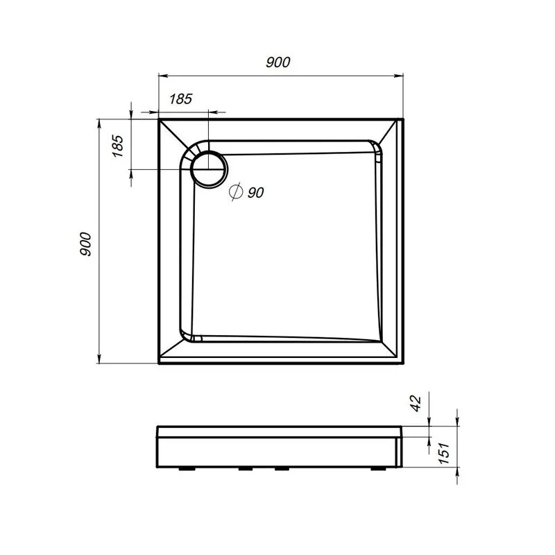 Поддон для душа AM.PM Gem W90T-403-090W 90х90 Sancos — официальный сайт
