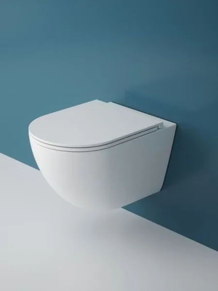 Подвесной унитаз Esbano Fortex-53T ESUPFORT53TW белый глянец безободковый, смыв Торнадо, с сиденьем  Sancos — Оригинал