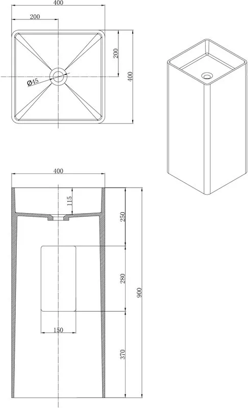 Раковина Montebianco Torre 400 Sancos — официальный сайт