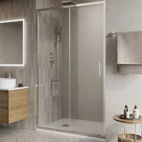 Душевая дверь в нишу BelBagno Luce BF-1-120-C-Cr профиль хром, стекло прозрачное Sancos — Оригинал