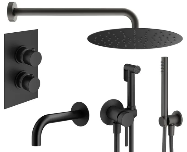 Комплект для ванной Plumberia Selection Ixo KITZXOT19QNO260 С ВНУТРЕННЕЙ ЧАСТЬЮ, черный матовый Sancos — Оригинал