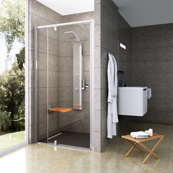 Душевая дверь в нишу Ravak Pivot PDOP2-100 Transparent, профиль сатин Sancos — Оригинал