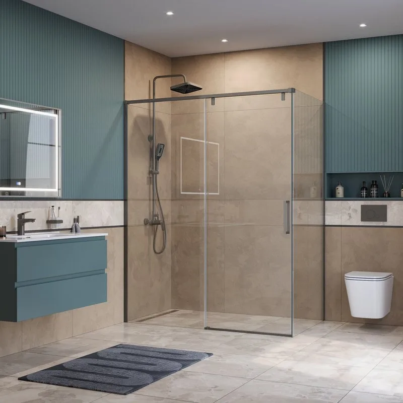 Душевой уголок BelBagno Soft Close-1 AH-1-150/80-C-GM профиль оружейная сталь Sancos — официальный сайт