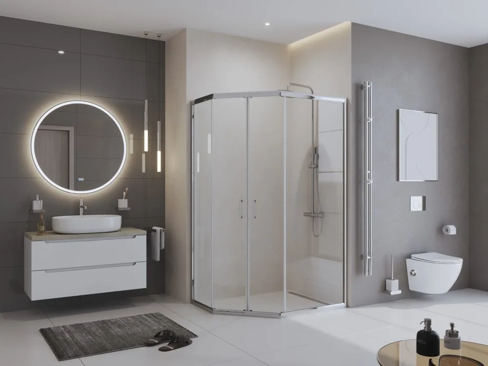 Душевой уголок BelBagno Uno 195 PH 2 100/80  C Cr стекло прозрачное Sancos — официальный сайт