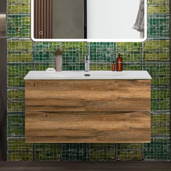 Тумба под раковину без столешницы BelBagno Marino-cer-n 100 подвесная, rovere rustico Sancos — Оригинал