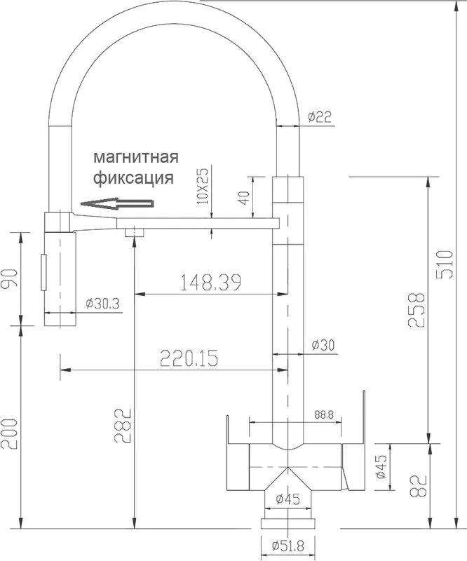 Смеситель для кухни Zorg Sanitary SZR-3030 GRAFIT черный Sancos — официальный сайт