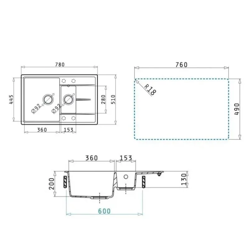 Кухонная мойка кварцевая Uperwood Quartz UPD-05-01, прямоугольная двухсекционная, белая Sancos — официальный сайт