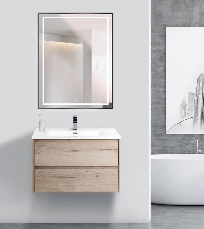 Зеркало BelBagno Kraft 90x70 с подсветкой, с подогревом, черный Sancos — официальный сайт