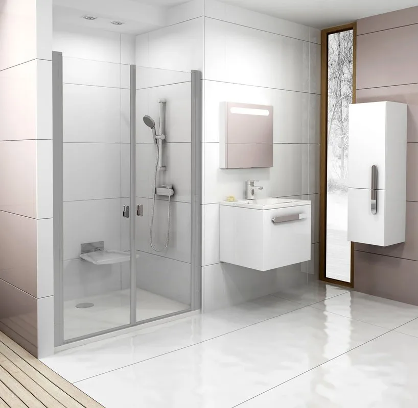 Душевая дверь в нишу Ravak Chrome CSDL2-120 Transparent, профиль сатин Sancos — официальный сайт