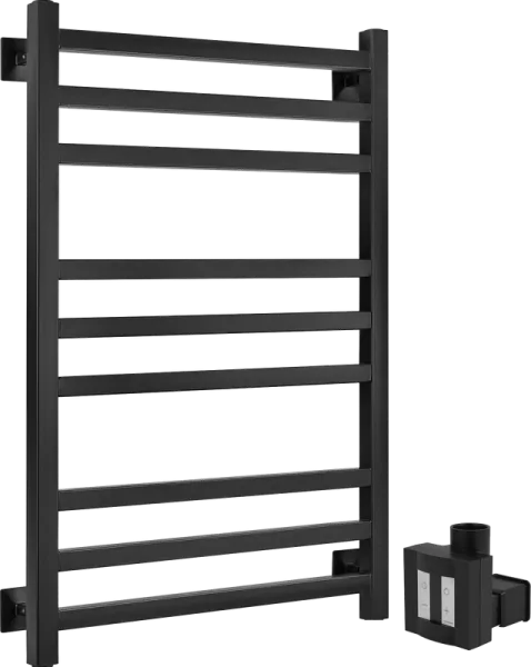 Полотенцесушитель электрический Secado Корато 3 , 80x50 ТЭН квадратный скрытый, черный матовый, R Sancos — Оригинал