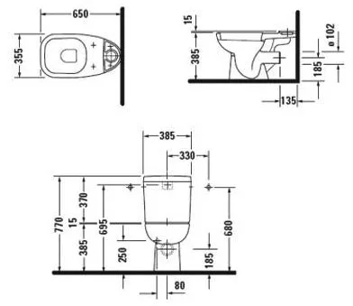 Чаша для унитаза-компакта Duravit D-Code 21110900002 Sancos — официальный сайт