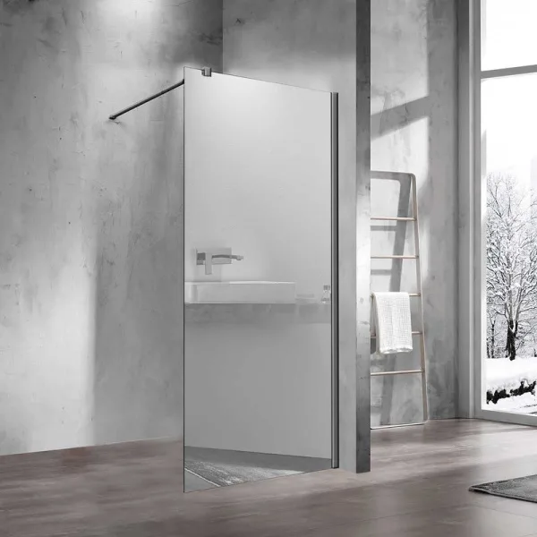 Душевая перегородка Vincea Walk-in VSW-1H900MRGM 90 см, профиль вороненая сталь, стекло зеркальное Sancos — Оригинал
