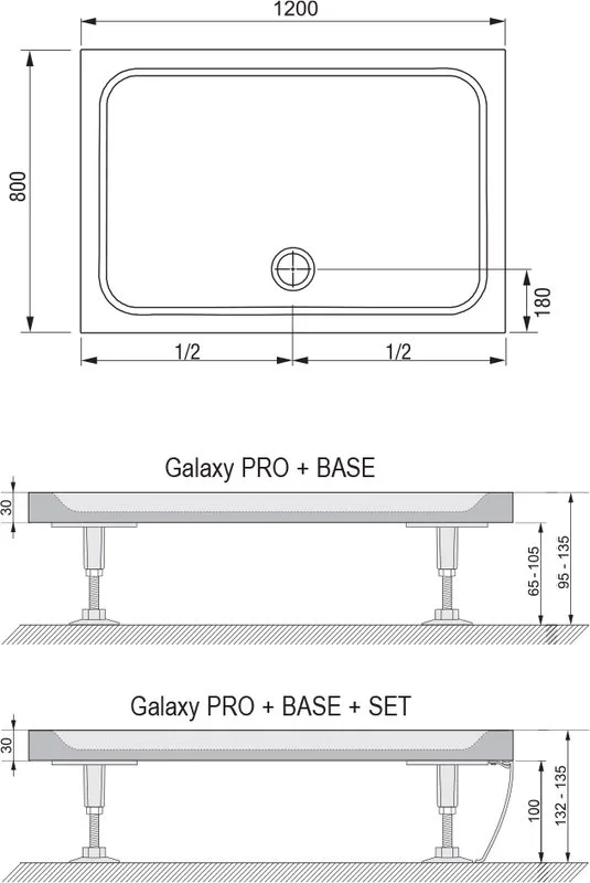 Поддон для душа Ravak Galaxy Pro Chrome Gigant Pro 120x80 с сифоном Sancos — официальный сайт