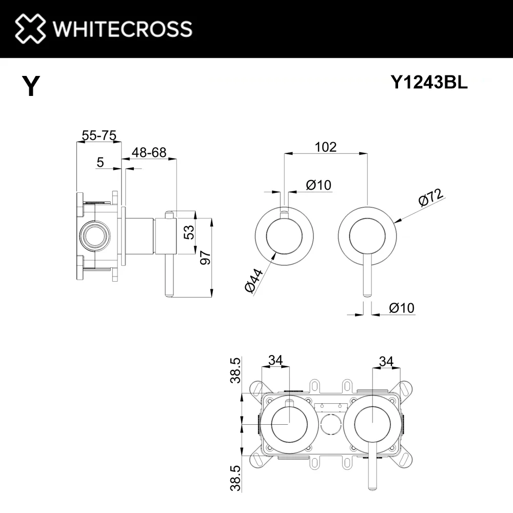 Встраиваемый смеситель WHITECROSS Y Y1243BL для душа С ВНУТРЕННЕЙ ЧАСТЬЮ, черный матовый Sancos — официальный сайт