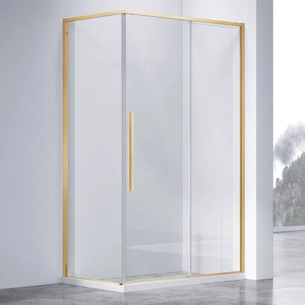 Душевой уголок Vincea Slim-N VSR-4SN9011CLG 110х90, профиль брашированное золото, стекло прозрачное Sancos — Оригинал