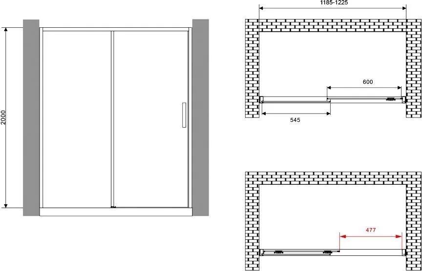 Душевая дверь в нишу Abber Komfort AG93120B 120 см, профиль черный, стекло прозрачное Sancos — официальный сайт