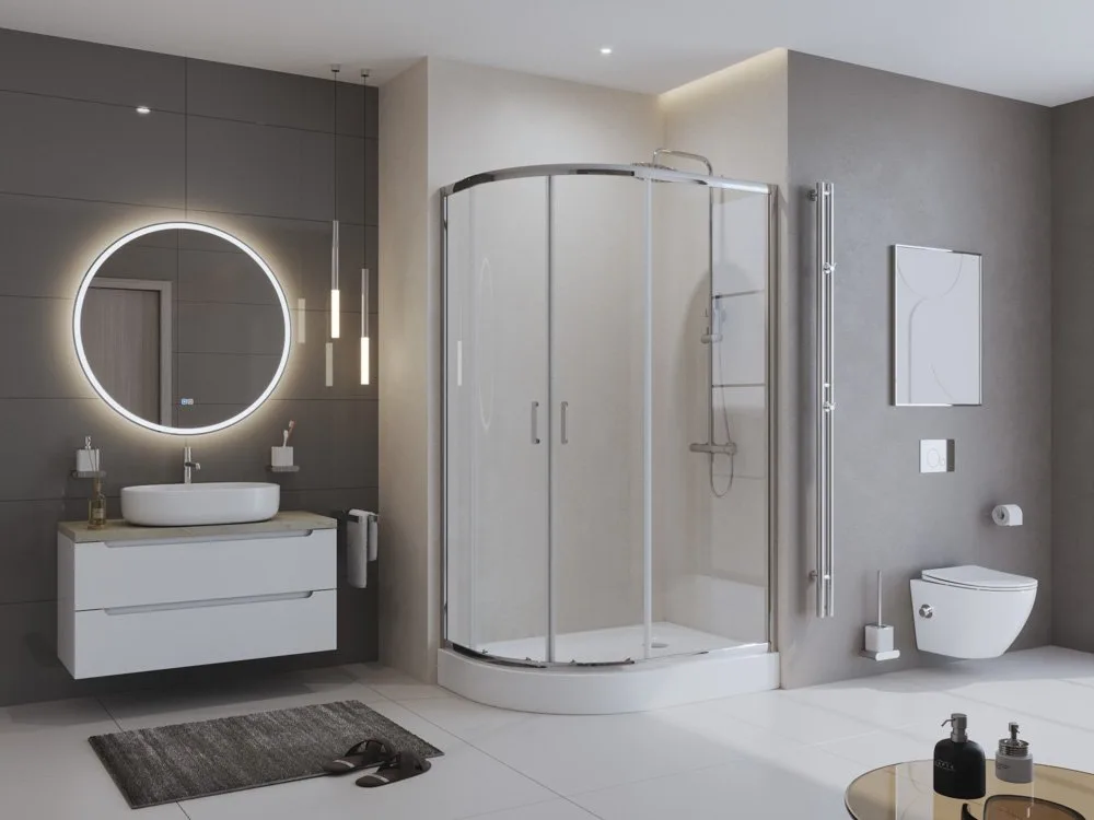 Душевой уголок BelBagno Uno -195 RH 2 100/80 C Cr стекло прозрачное Sancos — официальный сайт