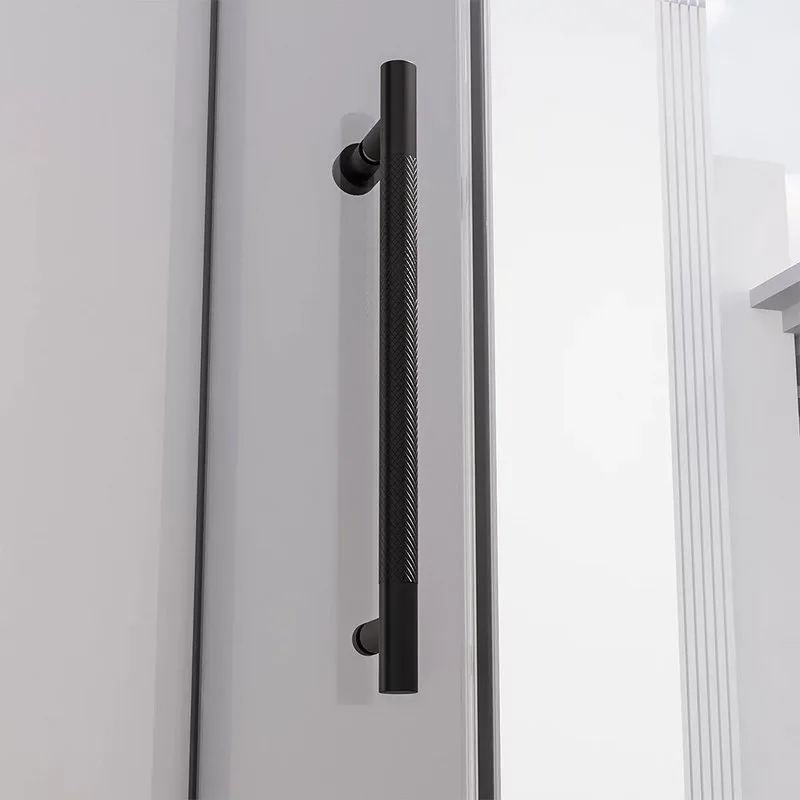 Душевая дверь в нишу Veconi Premium Alassio BB 140x200, профиль матовый черный, стекло тонированное Sancos — официальный сайт