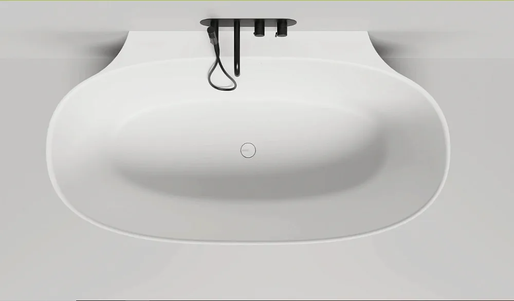 Ванна из искусственного камня Salini Alda Wall S-Sense 170x90 см, пристенная, белая, овальная, с дон Sancos — официальный сайт