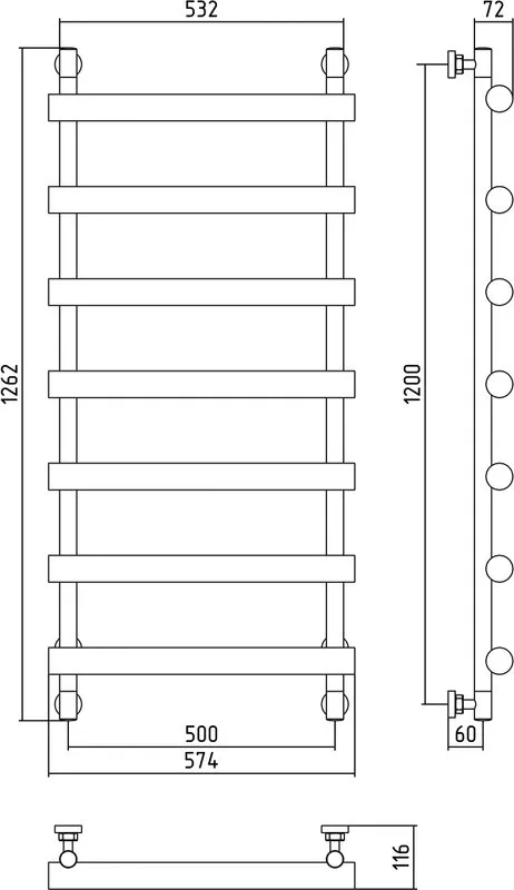 Полотенцесушитель водяной Сунержа Атлант 120x50, черный матовый Sancos — официальный сайт