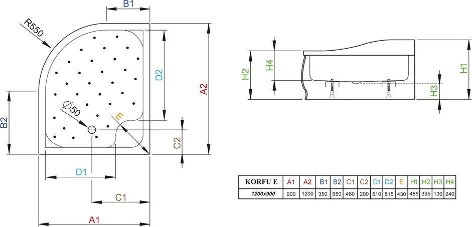 Поддон для душа Radaway Korfu E 120x90 R с сифоном Sancos — официальный сайт