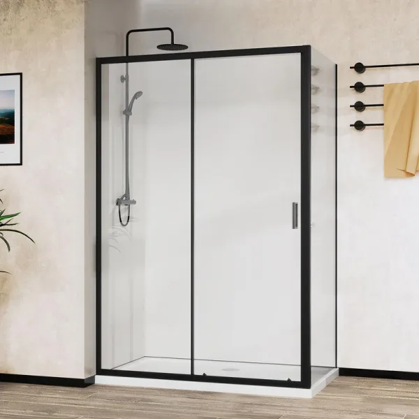 Душевой уголок Vincea City VSR-5CT9012CLB 120х90 см, профиль черный, стекло прозрачное Sancos — Оригинал