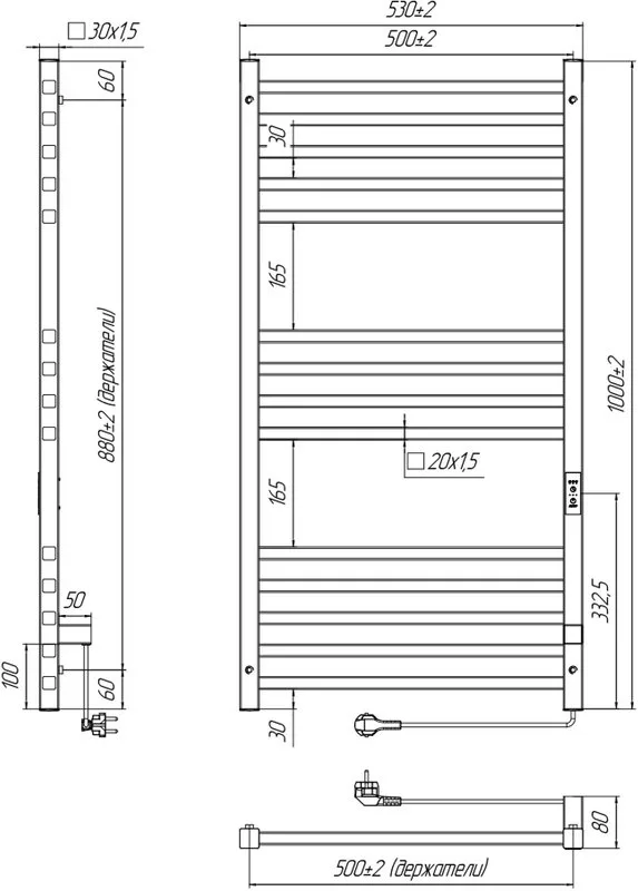 Полотенцесушитель электрический Indigo Attic LСLATCE100-50WMRt белый матовый Sancos — официальный сайт