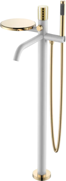 Напольный смеситель для ванны с душем Boheme Stick 129-WG, white diamond gold Sancos — Оригинал