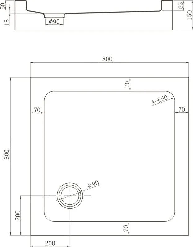 Поддон для душа Veconi Tezeo acrylic TZ-52B 80x80, черный Sancos — официальный сайт