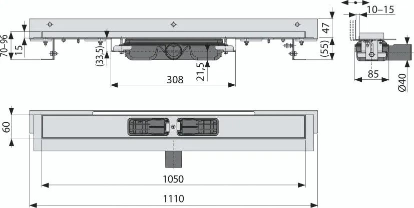 Душевой трап (лоток) AlcaPlast APZ104 -1050 без решетки Sancos — официальный сайт