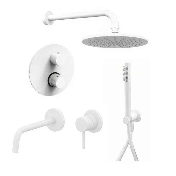 Комплект для ванной Paffoni Light KITLIQ018BO006 С ВНУТРЕННЕЙ ЧАСТЬЮ, белый матовый Sancos — Оригинал