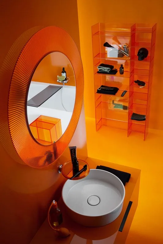 Зеркало круглое Laufen Kartell by Laufen 80 оранжевое Sancos — официальный сайт