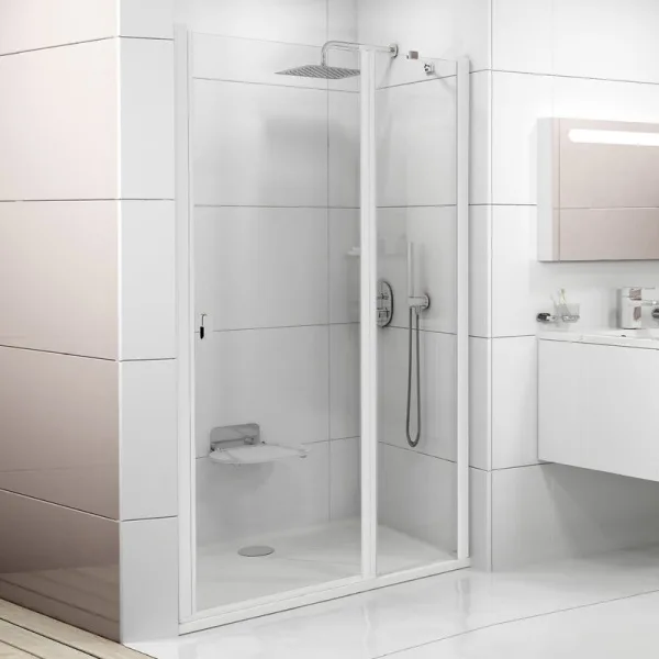 Душевая дверь в нишу Ravak Chrome CSD2-110 Transparent, профиль белый Sancos — Оригинал
