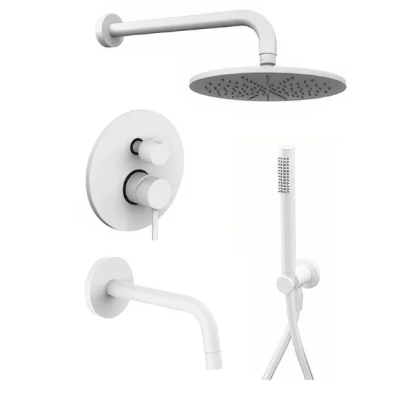 Душевой комплект Paffoni Light KITLIG019BO046, С ВНУТРЕННЕЙ ЧАСТЬЮ, белый матовый Sancos — Оригинал