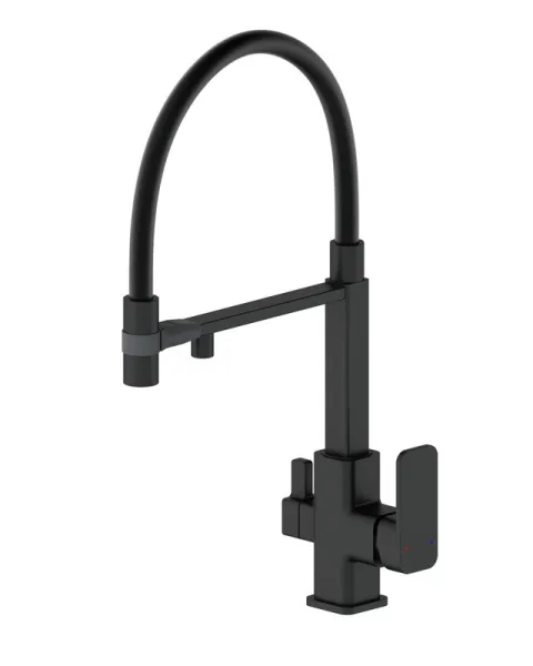 Смеситель для кухни Wonzon & Woghand WW-88458012-MB с гибким изливом, матовый черный Sancos — Оригинал