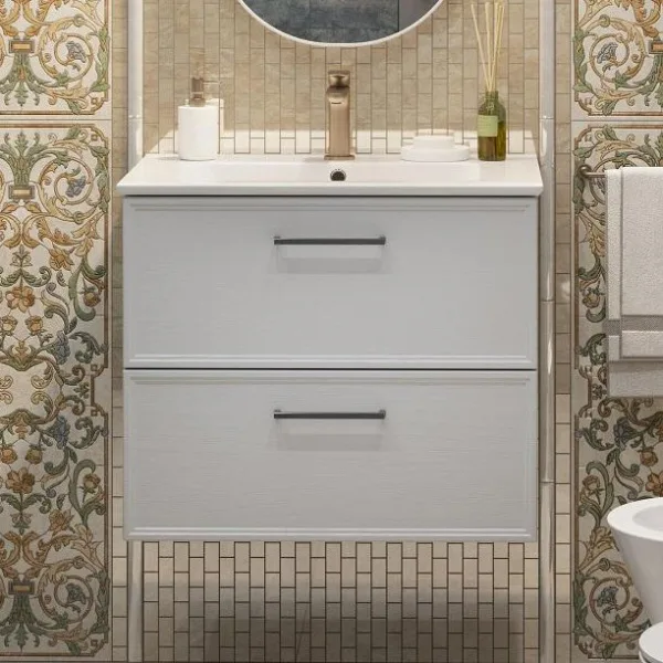 Тумба под раковину без столешницы KERAMA MARAZZI Piano Classic 65 подвесная, ясень белый матовый Sancos — Оригинал