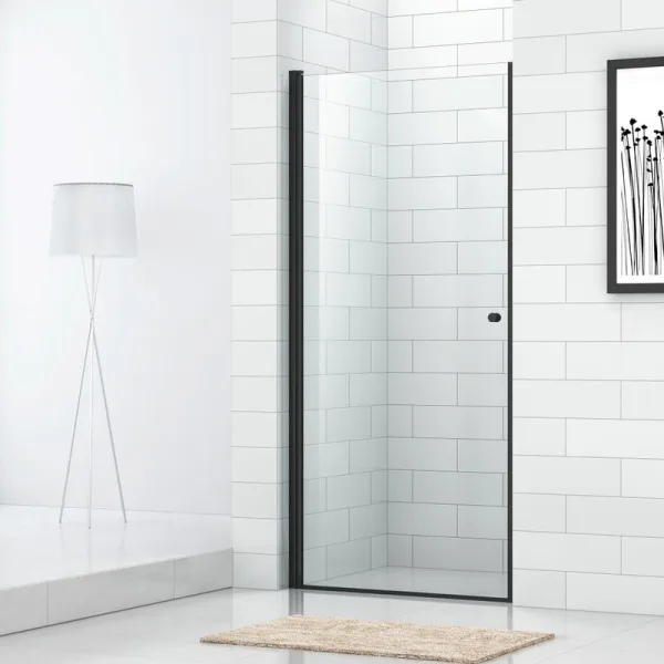 Душевая дверь в нишу Cezares Eco ECO-O-B-1-70-C-NERO профиль черный, стекло прозрачное Sancos — Оригинал