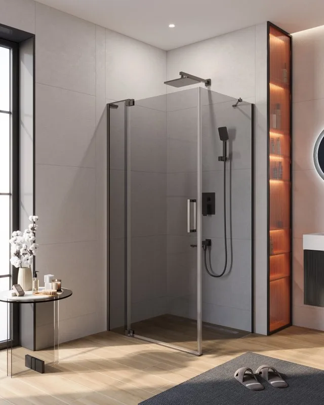 Душевой уголок Cezares Slider AH 1 80-90/100 GRIGIO GM профиль оружейная сталь, стекло серое Sancos — официальный сайт