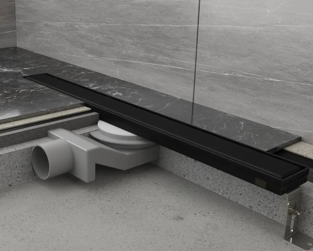 Душевой трап (лоток) Plumberia Selection PSL Linear 120 см, черный матовый Sancos — официальный сайт