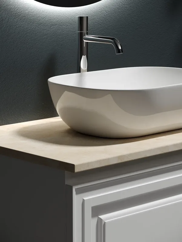 Тумба с раковиной Sancos Very 80 см, bianco, столешница бежевая, раковина CN6009 Sancos — официальный сайт
