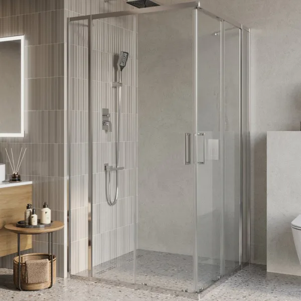 Душевой уголок BelBagno Luce A-22-80+30-C-Cr профиль хром, стекло прозрачное Sancos — Оригинал