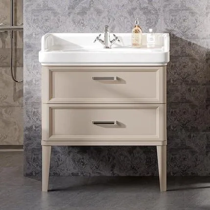 Тумба под раковину без столешницы KERAMA MARAZZI Pompei 80 с 2 ящиками, камео бежевая глянцевая Sancos — Оригинал