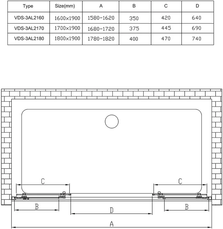 Душевая дверь в нишу Vincea Alpha VDS-3AL2160CL 160 см, стекло прозрачное, хром Sancos — официальный сайт