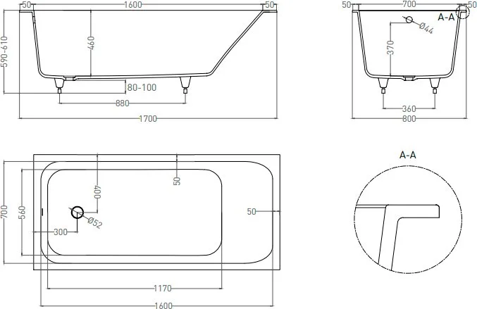Ванна из искусственного камня Salini Orlanda S-Sense 170x80 см, встраиваемая, матовая белая, на ножк Sancos — официальный сайт
