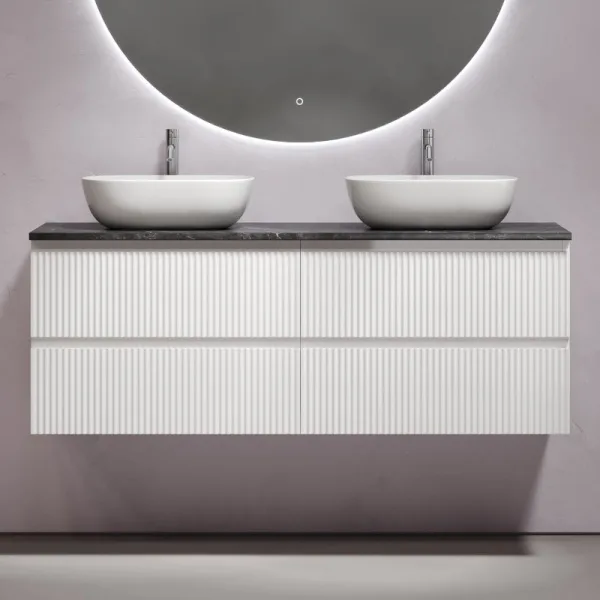Тумба с раковиной Sancos Snob R 140 bianco, столешница черный мрамор TT140A1X, раковина CN6009 Sancos — Оригинал