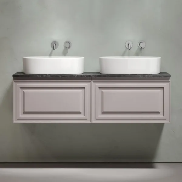 Тумба с раковиной Sancos Very 140 doha soft, столешница черный мрамор TT140A1, раковина CN6075 Sancos — Оригинал