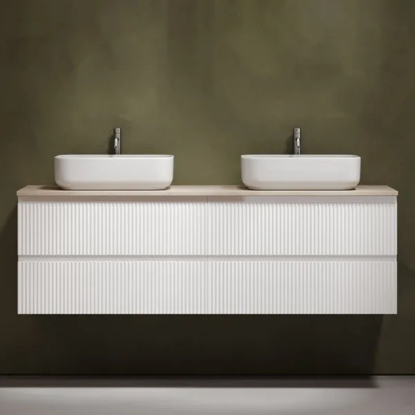 Тумба с раковиной Sancos Snob R 160 bianco, столешница бежевая TT160A2X, раковина CN5043 Sancos — Оригинал
